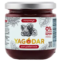 Джем для діабетиків на пектині YAGODAR Полуниця 210 г (2333380380)