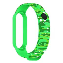 Силіконовий ремінець для фітнес-трекера Xiaomi Mi Band 5/6/7, RM, зелений, з дизайнерським принтом, для фітнес-браслета, з регулятором довжини, для повсякденного використання, ArmorStandart (ARM59269)