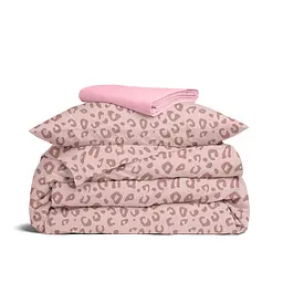 Дитяча постільна білизна фланель в ліжечко PASTEL LEOPARD, рожевий (Flannel_GepardejBeige_16Bubble_140)