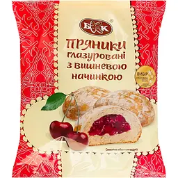 Пряники БКК з вишневою начинкою глазуровані 300 г