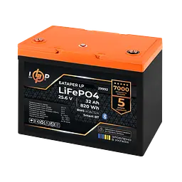 Акумулятор LP LiFePO4 25,6V - 32 Ah (820Wh) (BMS 40A/32А) пластик Smart BT - мініатюра 2
