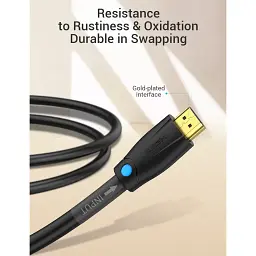 Кабель мультимедійний HDMI M to HDMI M 1.0m 4K60Hz cotton braided black zinc alloy Vention (ALMBF) - мініатюра 4