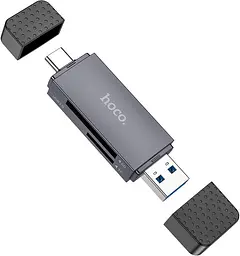 Картридер Hoco HB45 Spirit 2in1 Сard Reader USB-A/Type-C 3.0 metal gray