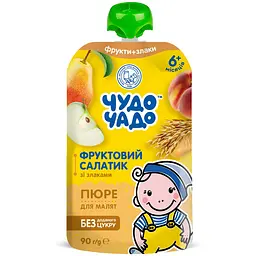 Пюре Чудо-Чадо Pouch Фруктовий салат з печивом і злаками, 90 г