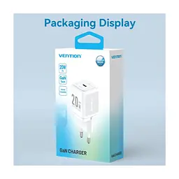 Зарядний пристрій Vention 1xUSB-C PD20W GaN + cable USB-C to USB-C white (TZ-FEPW0-EU-01) - мініатюра 4