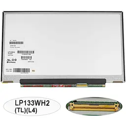 Матриця 13.3" LP133WH2-TLL4 1366х768, 40pin, LED, SLIM без планок та вушок, глянець, роз'єм справа внизу для ноутбука
