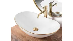 Умивальник Rea Royal Gold Edge 36x62,5 white (REA-U8570), Глянцева - мініатюра 5