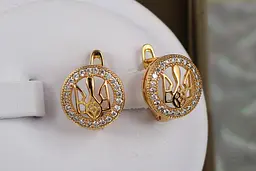 Сережки Xuping Jewelry герб Слава Україні 1.3 см золотисті