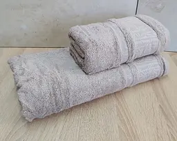 Набір турецьких бамбукових махрових рушників Cestepe 50х90+70х140 Bamboo Aymira Dark Bej - мініатюра 2