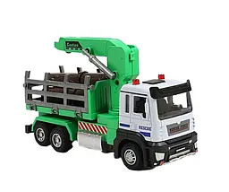 Спецтехніка LS-0477-13 "Самоскид з краном" металопластик масштаб: 1:32 інерція підсвічування звук в коробці (6976001651227) Зелений