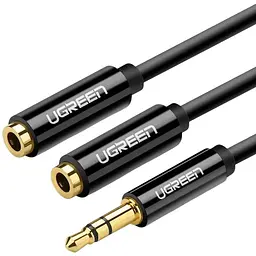 Аудіо кабель-адаптер AUX Ugreen AV134 3.5 мм Male to 2 Female Audi Cable 25 см (20816)