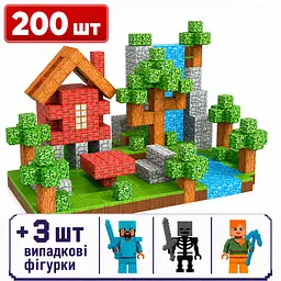 Магнітний конструктор Minecraft 200 шт по грі Майнкрафт Цегляний будинок Mk001002.2 - мініатюра 3