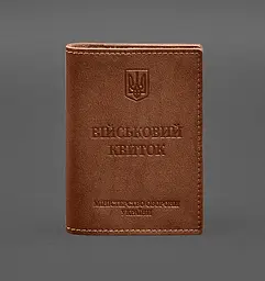 Шкіряна обкладинка для військового квитка з кишенями 7.2 світло-коричневий краст