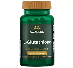 Глутатіон L-Glutathione 250 mg 60 рослинних капсул Swanson vit0006141