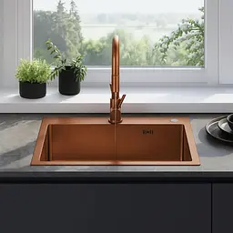 Кухонна мийка Rea Liam 580x450x185 мм brushed copper ZLE-06050 - мініатюра 2