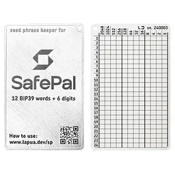 Мнемонічний планшет Lapua Seed phrase keeper for SafePal (LSPKS)