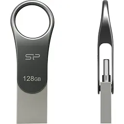 USB флеш-накопичувач Silicon Power Mobile C80 128GB USB-A + USB-C 3.2 Silver (SP128GBUC3C80V1S) [134979] - мініатюра 4
