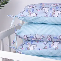 Захисна подушка-борт MirSon Kids Time 18-0006 Rainbow Unicorn, синя, 4 шт. - мініатюра 7