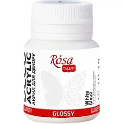 Акрил для декору Rosa Studio 20мл глянцевий білий 21001/2530 - мініатюра 2