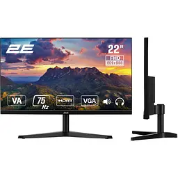Монітор 2E 21.5" A2222B D-Sub HDMI MM VA 75Hz teh0014224