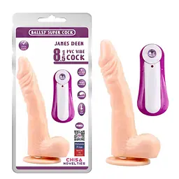 Вібратор Ballsy Super Cock James Deen 8.5", 21.5 см (тілесний) - мініатюра 9