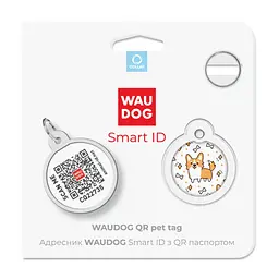Адресник для собак і котів Waudog Smart ID з QR паспортом, Коргі, S, діаметр 25 мм - мініатюра 5