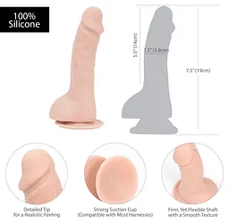 Вигнутий фалоімітатор на присосці ADDICTION — BRAD 7,5″ Dildo With Balls, Beige