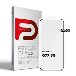 Захисне скло на Motorola G77 5G з олеофобним покриттям, Pro, повне проклеювання, антистатичний і пиловідштовхуючий шар, 9H, самоклеючеся, 2.5D, на весь екран, антистатичний клей, ArmorStandart (ARM91001)