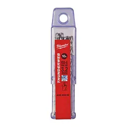 Сверло по металлу THUNDERWEB HSS-G MILWAUKEE DIN338, диаметр 3,2x65х36мм, (10 шт), пластиковая коробка