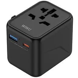 Мережевий універсальний перехідник UA012 Warrior 12W + 1USB-A/1C Black Wiwu teh0030552 - мініатюра 4