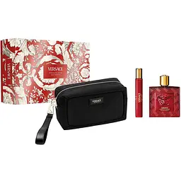 Набір для чоловіків Versace Eros Flame: Туалетна вода 100 мл + Мініатюра 10 мл + Косметичка