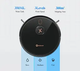 Робот пилосос Neatsvor X600 Pro з Wi-Fi та лазерною побудовою карти приміщень (Чорний) - мініатюра 3