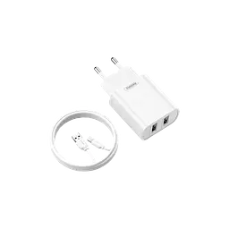 Мережевий зарядний пристрій Remax Jane + кабель USB 2.0 to Lightning 1 метр білий (RP-U35-L)