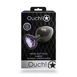 Металическая пробка Ouch! черная с кристаллом аметиста - мініатюра 7