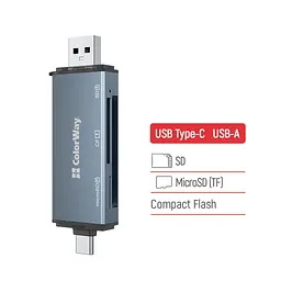 Зчитувач флеш-карт ColorWay USB 2.0/USB-C to CF/SD/MicroSD (CW-CR-01) - мініатюра 4