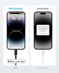 Кабель Anker 322 USB-C to Lightning - 1.8m Nylon Black (7030799) - мініатюра 3