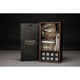 Подарунковий набір Whiskey Stones камені для віскі 8 штук + інструкція + мішечок для зберігання + щипці та 2 склянки Luna - мініатюра 2