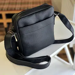 Сумка чоловіча через плече GS 22*20*5 cм шкіряна чорная флотар (Б2К 001 черн Ф) 200 - мініатюра 4