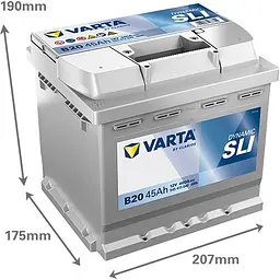 Акумулятор Varta Dynamic SLI 12В 45Аг 400А (EN) L+ (545413040) - мініатюра 2