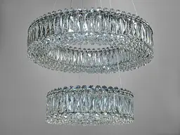 Люстра стельова LED Diasha 8693-600+400CH, 85W, хром, кришталева, регульована висота, для офісу, кафе, вітальні, спальні - мініатюра 2