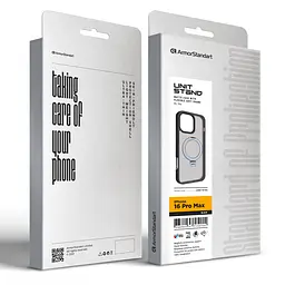 Чехол для Apple iPhone 16 Pro Max, Unit Stand, черный, MagSafe, противоударный защитный чехол-панель с подставкой, поддержкой магнитных держателей и беспроводной зарядки, защита всего корпуса, силикон + поликарбонат, ArmorStandart (ARM78736) - мініатюра 2