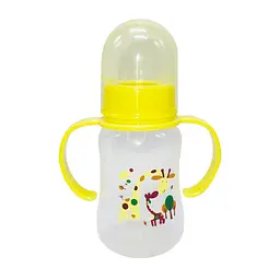 Пляшечка для годування з ручками Mega Zayka MGZ-0205(Yellow) жовтий, 150 мл