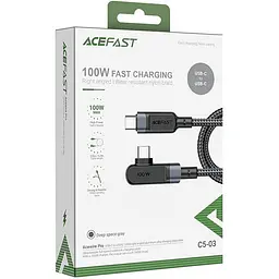 Дата кабель Acefast C5-03 USB-C to USB-C 100W right angled aluminum alloy (2m) Black - мініатюра 4
