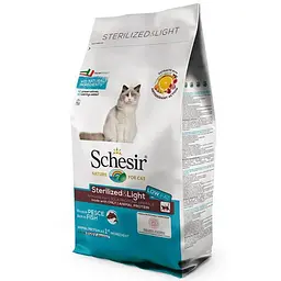 Сухий монопротеїновий корм Schesir Cat Sterilized & Light 10 кг шезір лайт риба сухий монопротеїновий корм для стерилізованих кішок