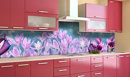 Вініловий кухонний фартух Акварельні Крокуси наклейка для кухні ПВХ Квіти Фіолетовий Happy Pocket Z181594 - мініатюра 2