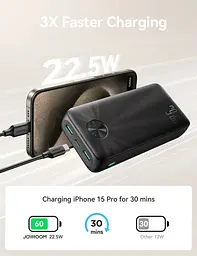 Універсальна мобільна батарея Joyroom 20000mAh 22,5W PD, QC3.0, 2xUSB-A, USB-C In/Out Чорний - мініатюра 7
