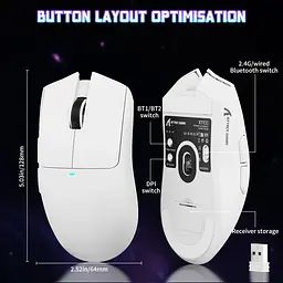 Мишка Attack Shark X11SE, Wireless/Bluetooth, 22000dpi. (PAW3311), 6кн., White - мініатюра 8