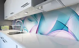 Кухонний фартух Бірюзові вінілові лінії для кухні 65х250 см Абстракція Блакитний Happy Pocket Z184530 - мініатюра 5