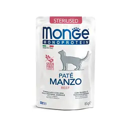 Паштет для стерилізованих котів Monge Cat Monoprotein Sterilised М'ясний з яловичиною 85 гр