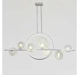 Сучасна підвісна люстра Artlight 1003/7WH біла з 7 скляними плафонами та LED-кільцем - мініатюра 3
